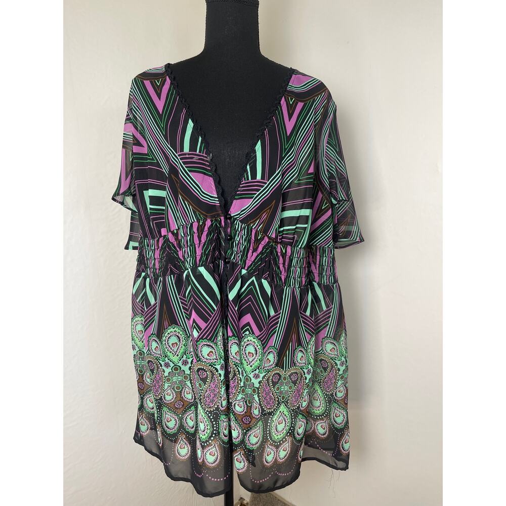 Lane Bryant Women's Sheer Y2K Whimsical Fairy Boho Chic Indie Top Cover Up 18/20